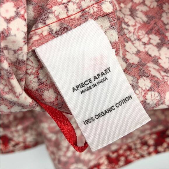 Apiece Apart Gali Shirred Puffed Sleeve Square Neckline Floral Crop Top NEW Med - Picture 6 of 8